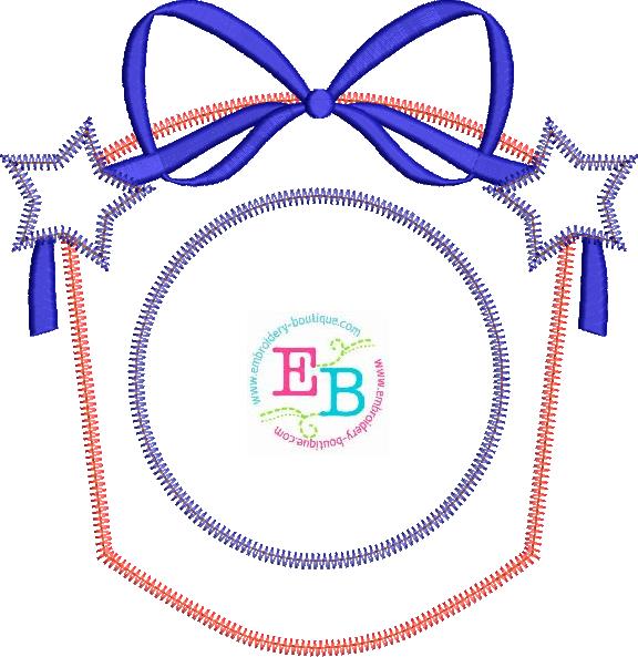 Bow Shield Stars Applique, Applique