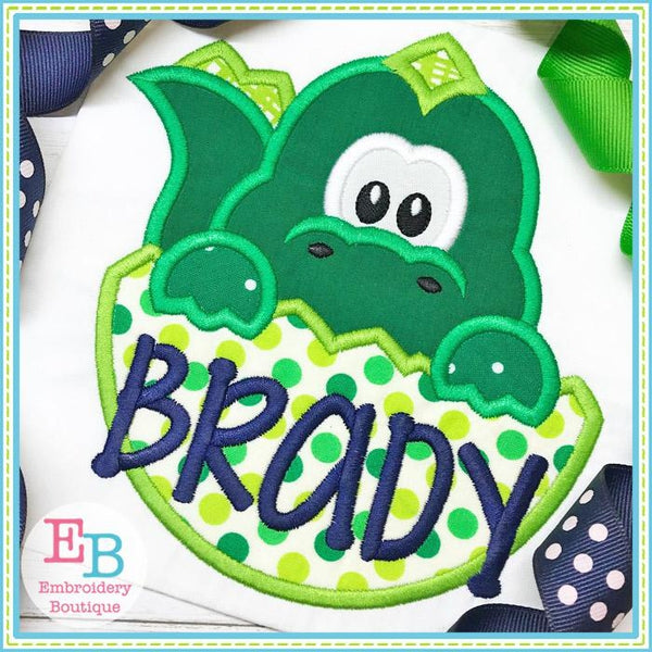 Dinosaur Boy In Egg Applique, Applique