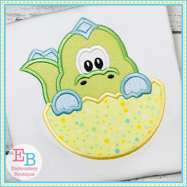 Dinosaur Boy In Egg Applique, Applique