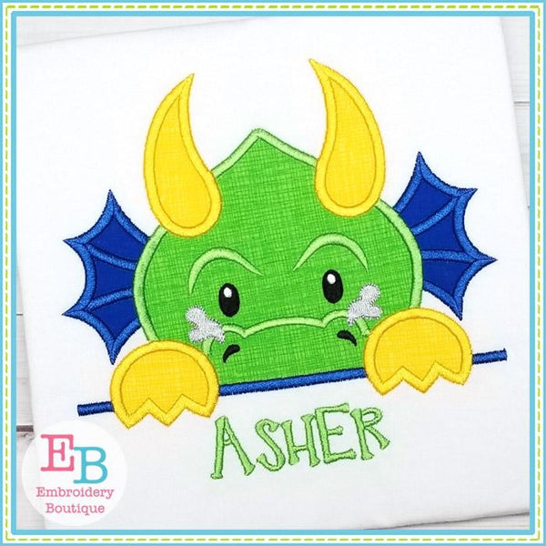 Dragon Boy Peeker Applique, Applique