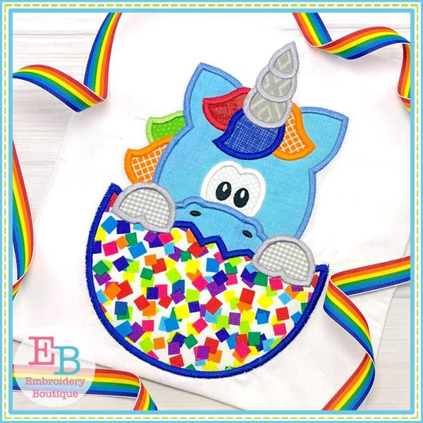 Unicorn In Egg Applique, Applique