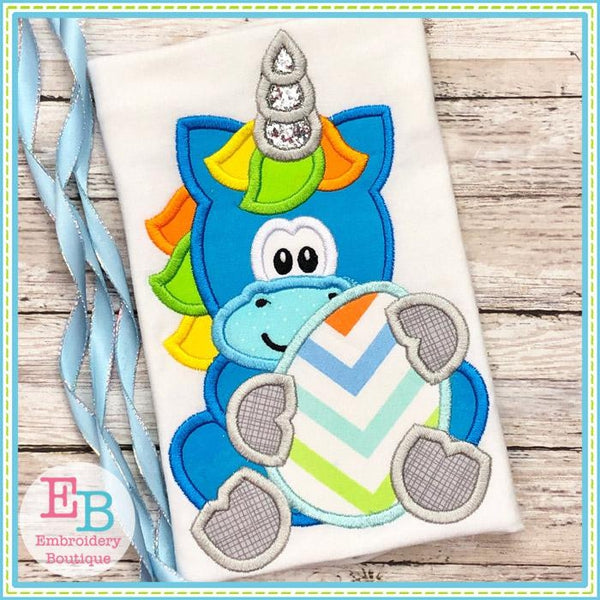Unicorn Holding Egg Applique, Applique