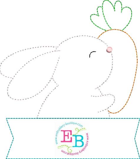 Boy Bunny Banner Bean Stitch Applique, Applique