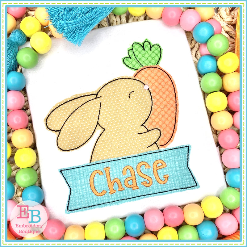 Boy Bunny Banner Bean Stitch Applique, Applique
