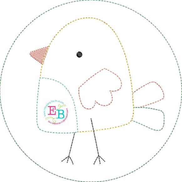 Boy Chick Circle Bean Stitch Applique, Applique