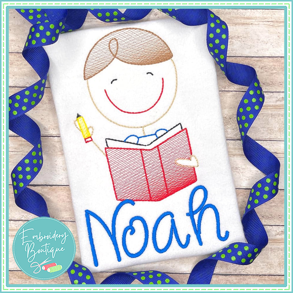 School Boy Sketch Design, Embroidery, Embroidery Boutique