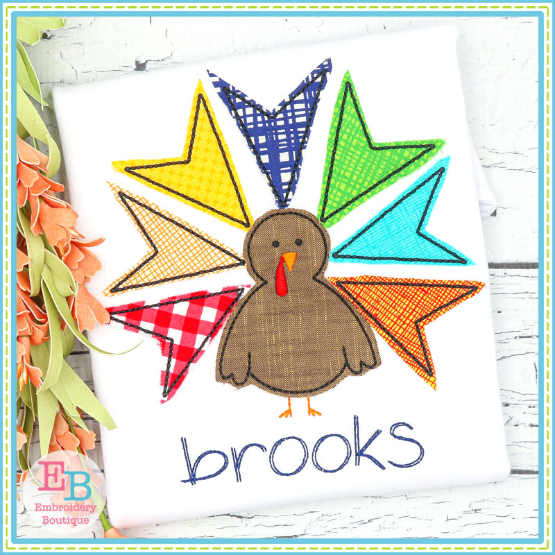 Turkey Boy Bean Stitch Applique, Applique