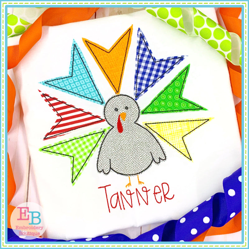 Turkey Boy Bean Stitch Applique, Applique