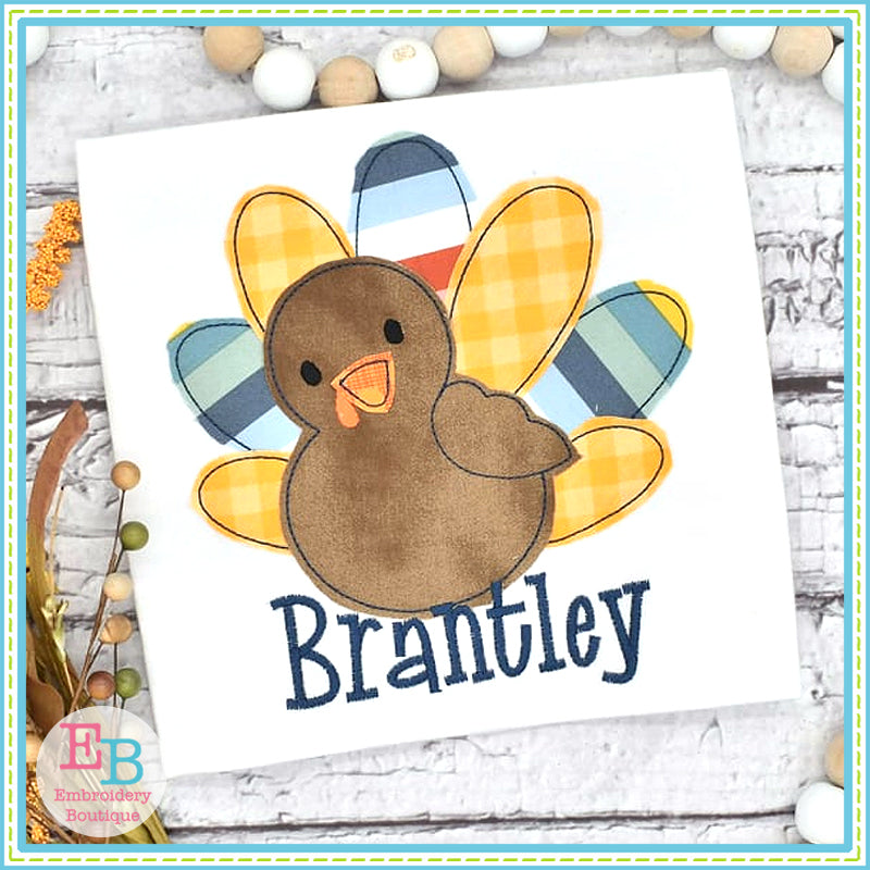 Boy Turkey Bean Stitch Applique, Applique