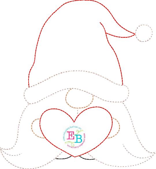 Boy Valentine Gnome Bean Stitch Applique, Applique
