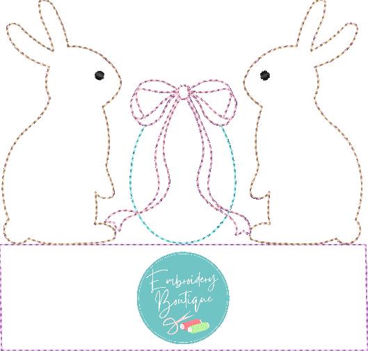 Bunnies Egg Bow Banner Applique, Applique, Embroidery Boutique