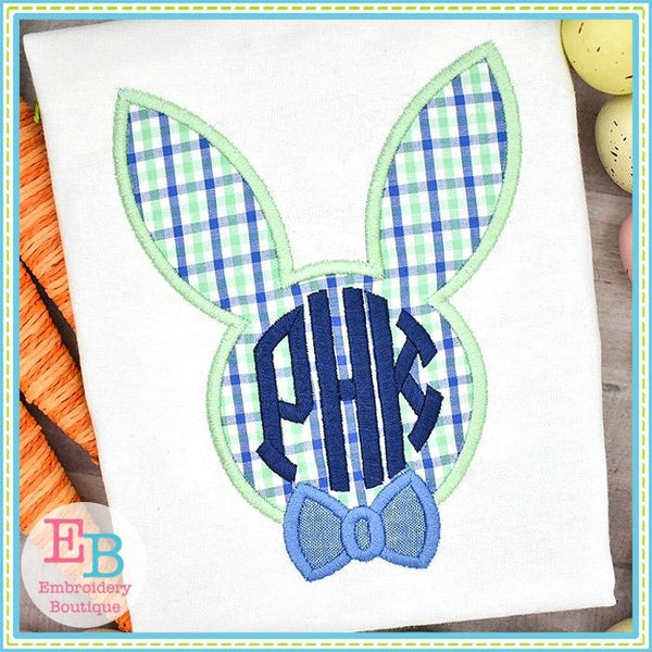Bunny Head Bowtie Satin Applique, Applique