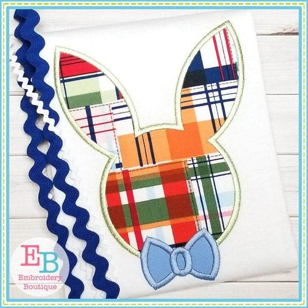 Bunny Head Bowtie Satin Applique, Applique