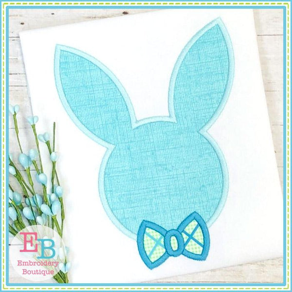 Bunny Head Bowtie Satin Applique, Applique