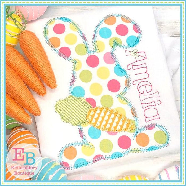 Bunny with Carrot Zigzag Applique, Applique
