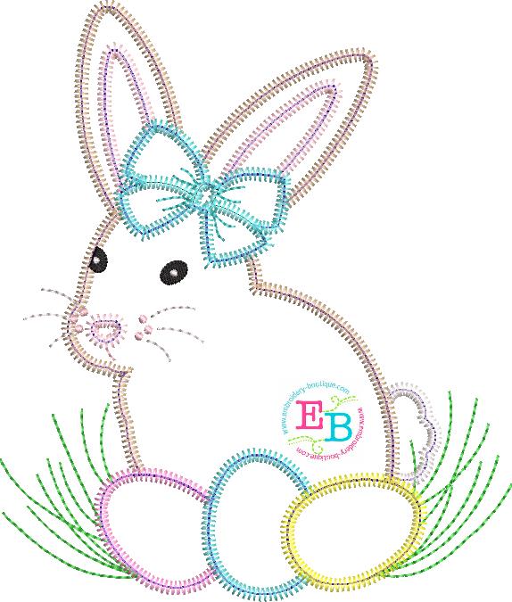 Bunny Eggs Zigzag Applique, Applique