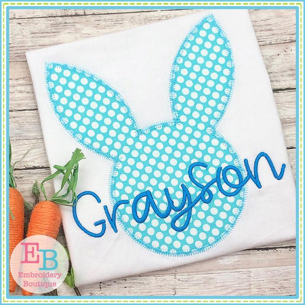Bunny Head Silhouette Zigzag Applique, Applique