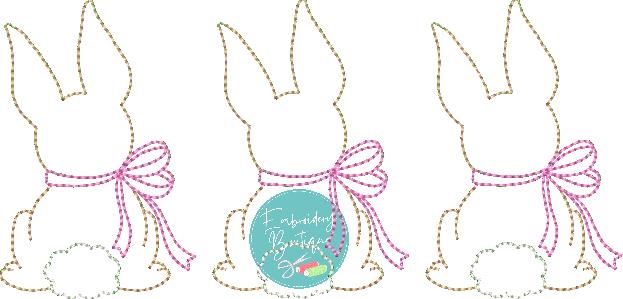 Bunnies Back Bow Trio Applique, Applique, Embroidery Boutique