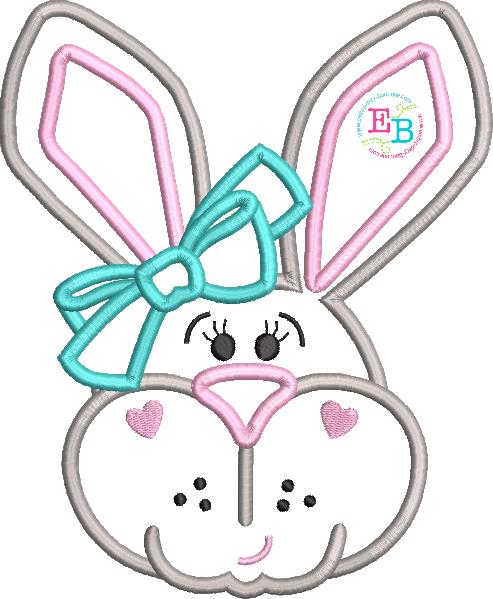 Bunny Bow Satin Applique, Applique