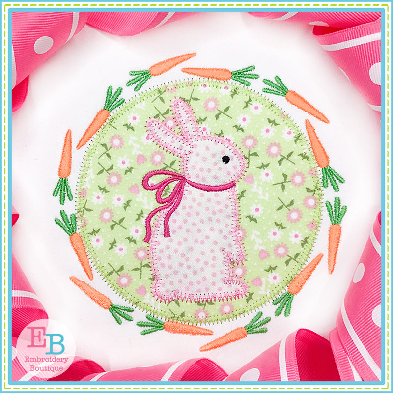 Bunny Bow Carrot Circle Applique, Applique