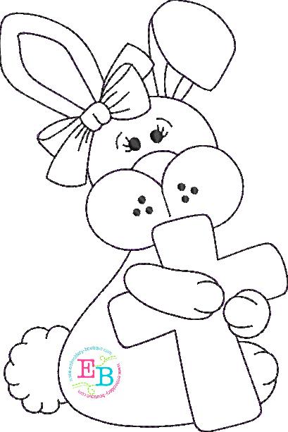 Bunny Bow Cross Bean Stitch Applique, Applique