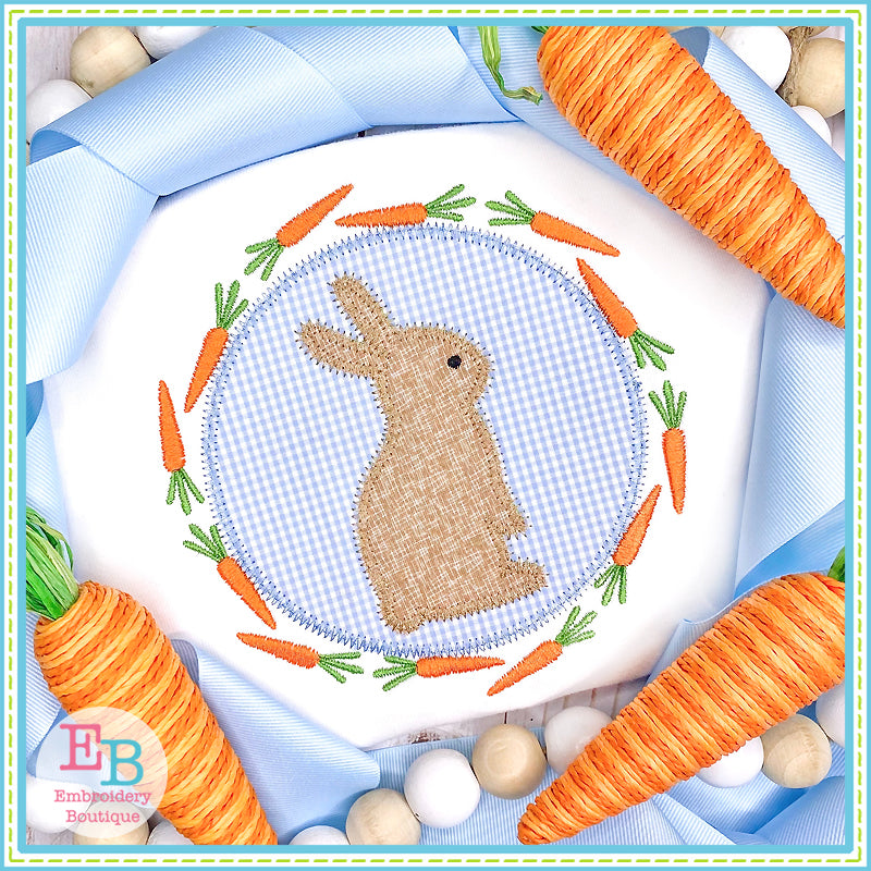 Bunny Carrot Circle Applique, Applique