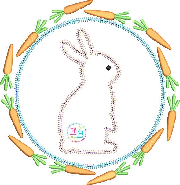 Bunny Carrot Circle Applique, Applique