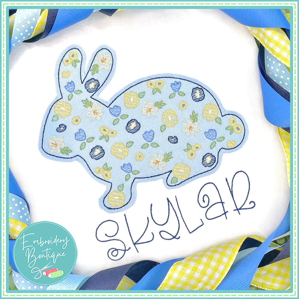 Bunny Flowers Overlay Applique, Applique, Embroidery Boutique