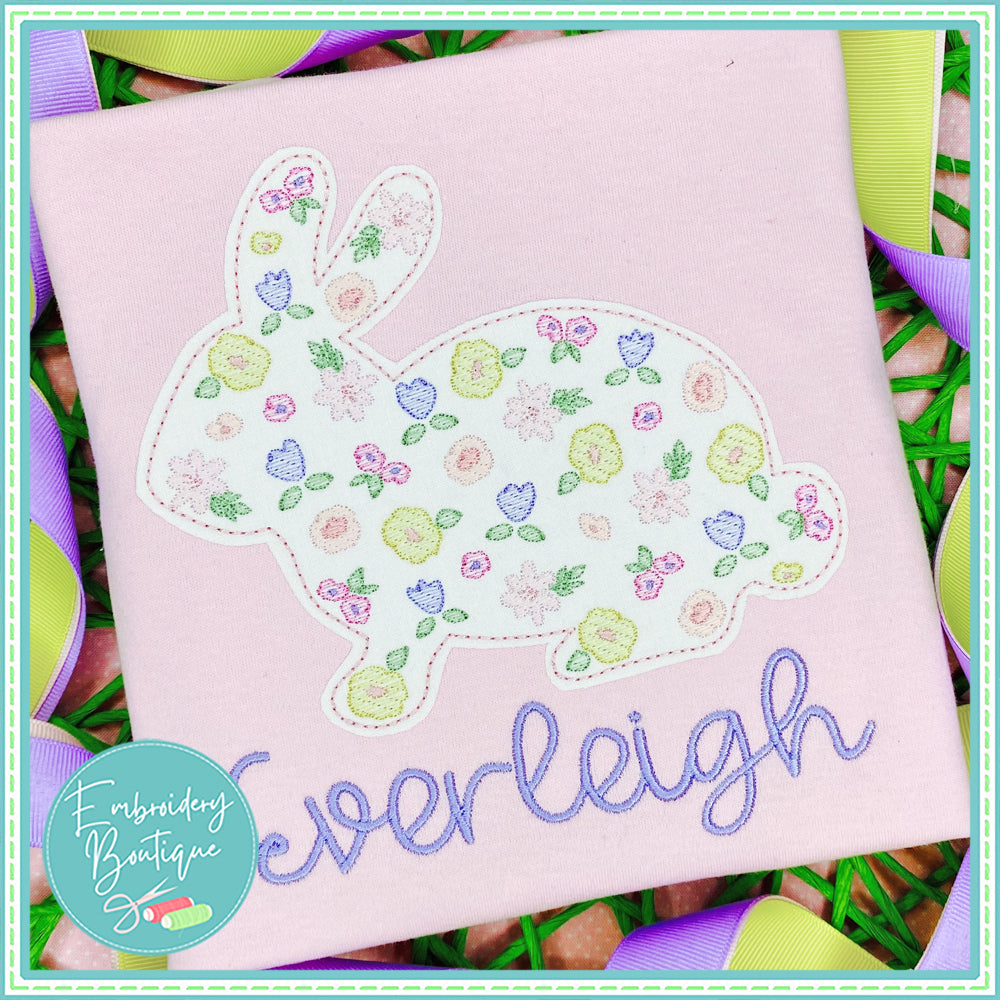 Bunny Flowers Overlay Applique, Applique, Embroidery Boutique