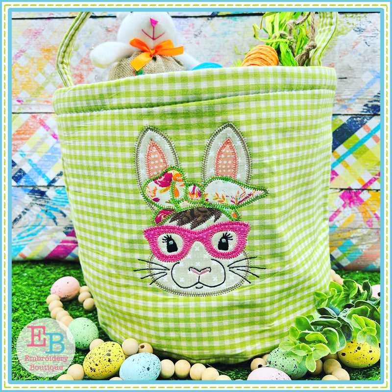 Bunny Glasses Bandana Zigzag Applique, Applique