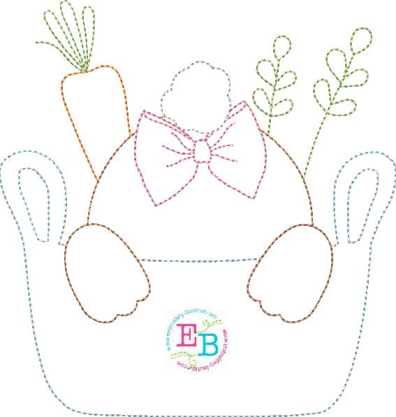 Bunny Tail Bow Basket Bean Stitch Applique, Applique, Embroidery Boutique