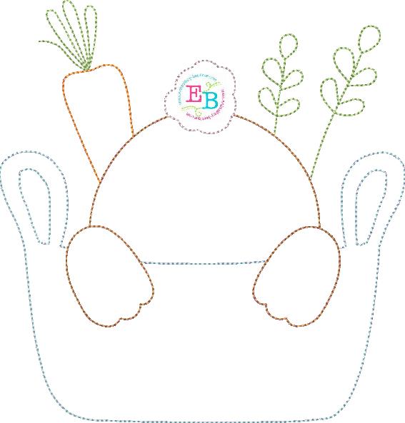 Bunny Tail Carrot Basket Bean Stitch Applique, Applique, Embroidery Boutique