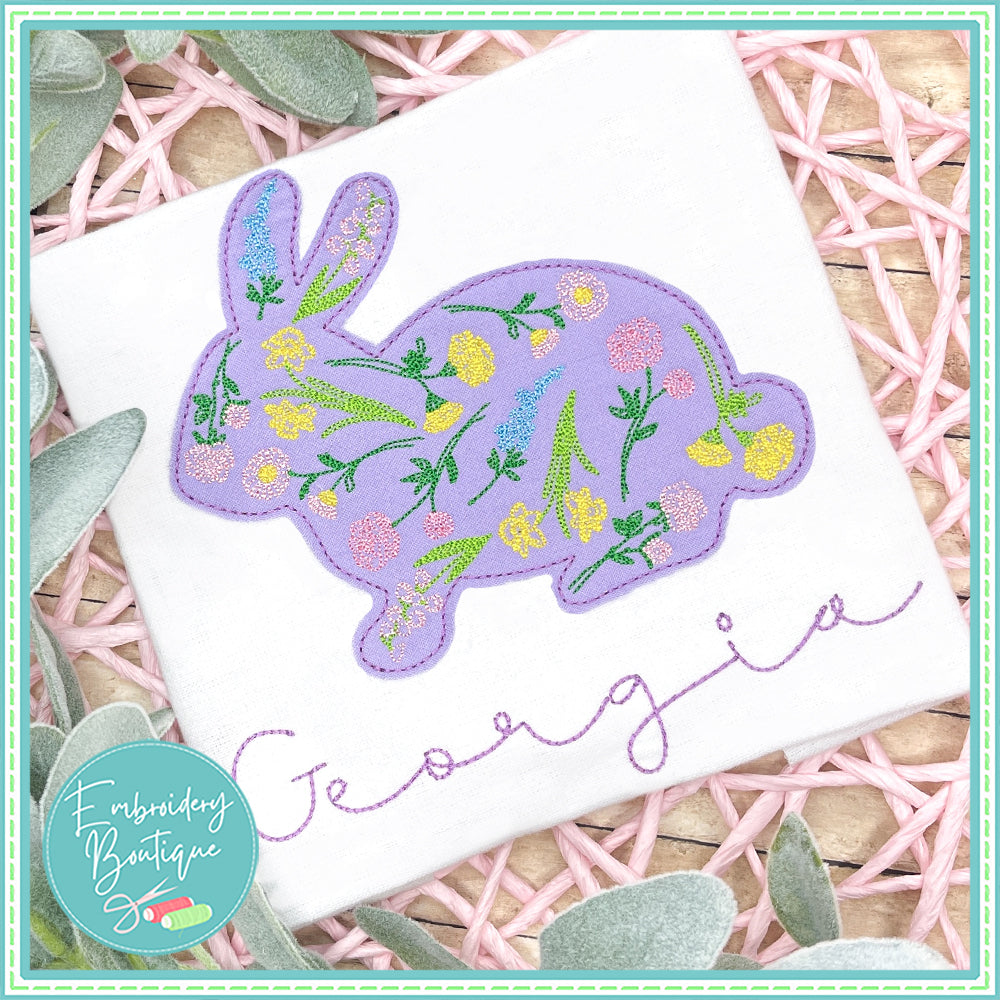 Bunny Wildflower Overlay Applique, Applique, Embroidery Boutique