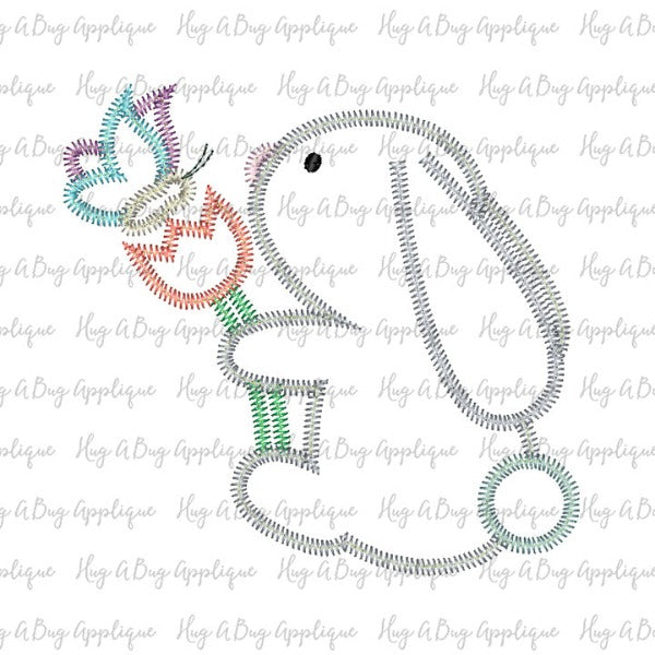 Bunny Tulip Butterfly Zig Zag Stitch Applique Design, Applique