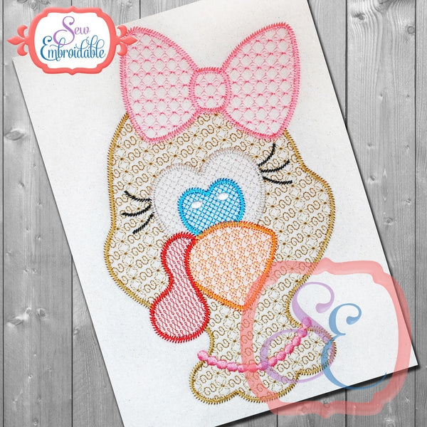 Motif Girl Turkey Head Embroidery Design, Embroidery