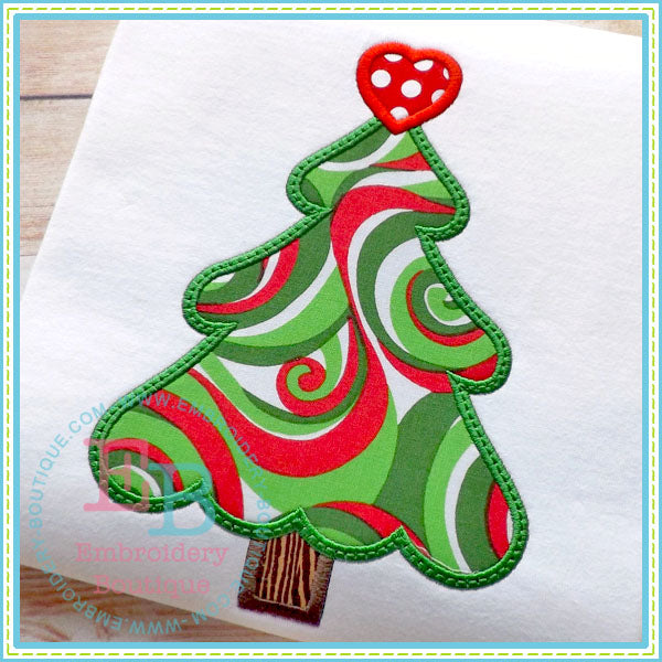 Christmas Tree Heart Applique, Applique