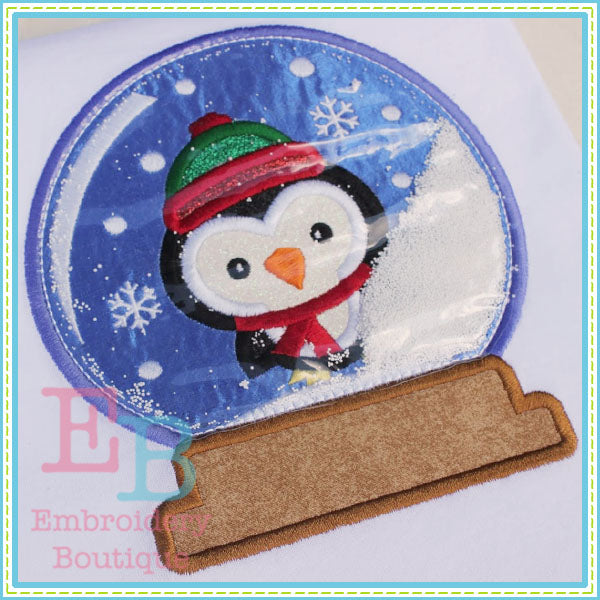 Penguin Snow Globe Applique, Applique