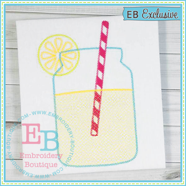 Sketch Lemonade Mason Jar, Embroidery