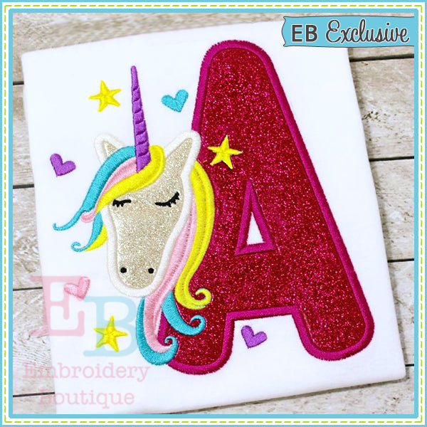 Unicorn Applique Alphabet, Applique Alphabet