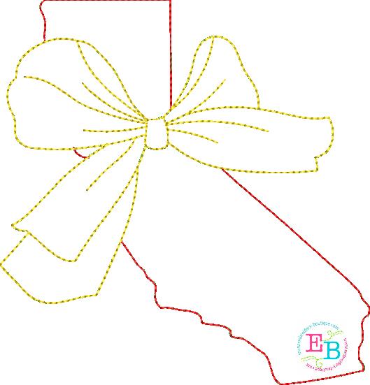 Big Bow California Bean Stitch Applique, Applique
