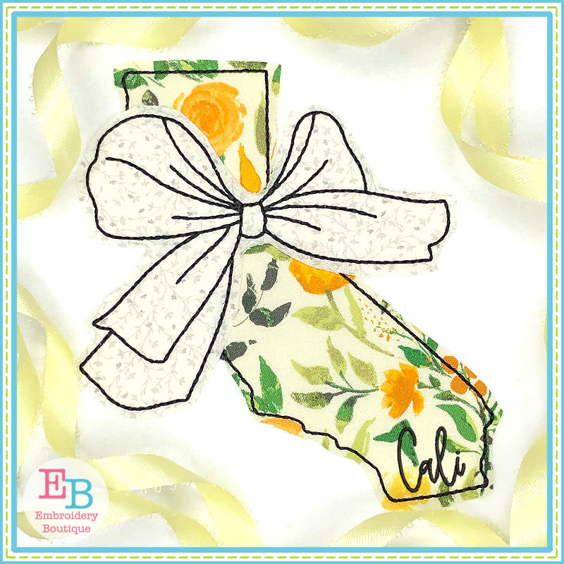 Big Bow California Bean Stitch Applique, Applique