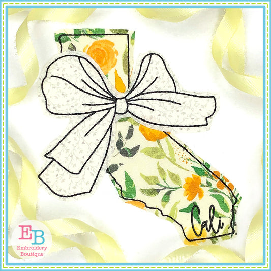 Big Bow California Bean Stitch Applique, Applique