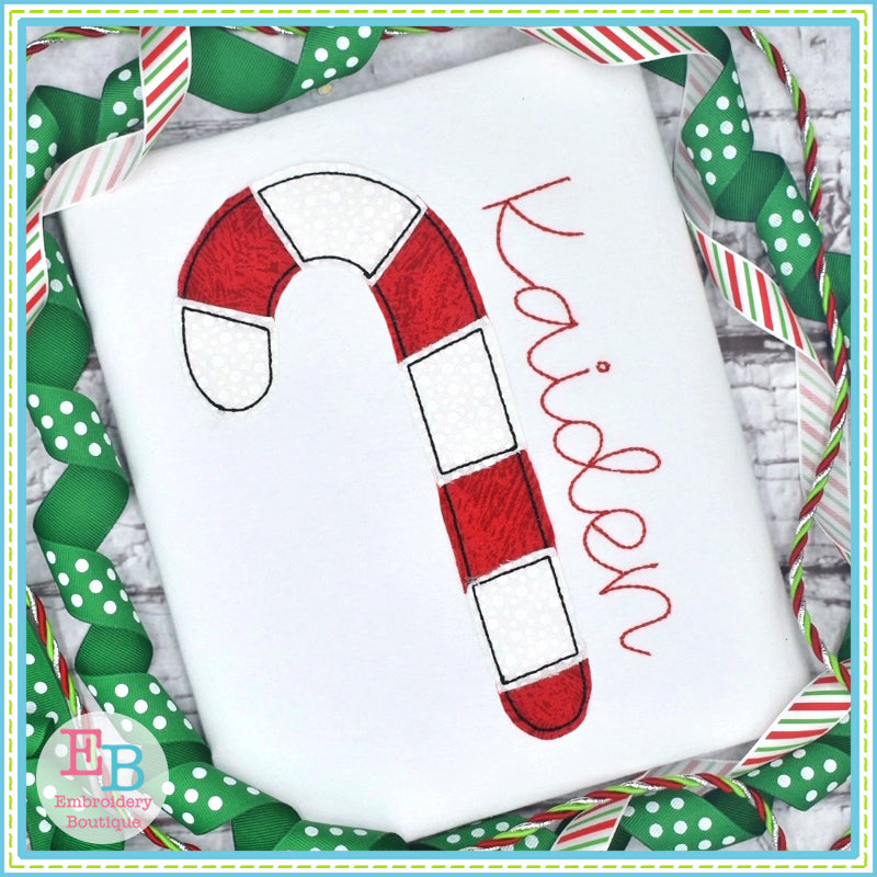 Candy Cane No Tag Bean Applique, Applique