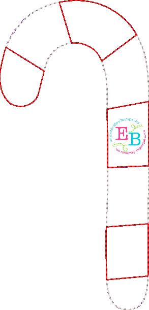 Candy Cane No Tag Bean Applique, Applique