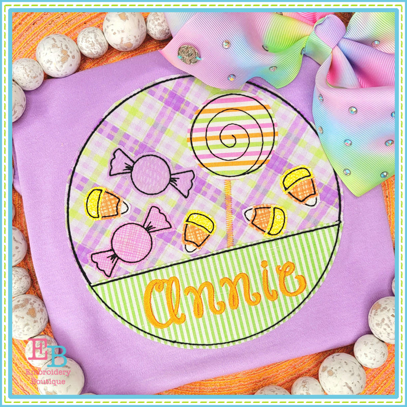 Candy Circle Split Bean Stitch Applique, Applique