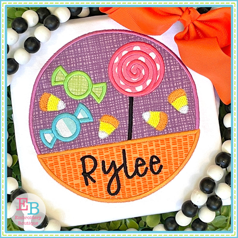 Candy Circle Split Satin Stitch Applique, Applique