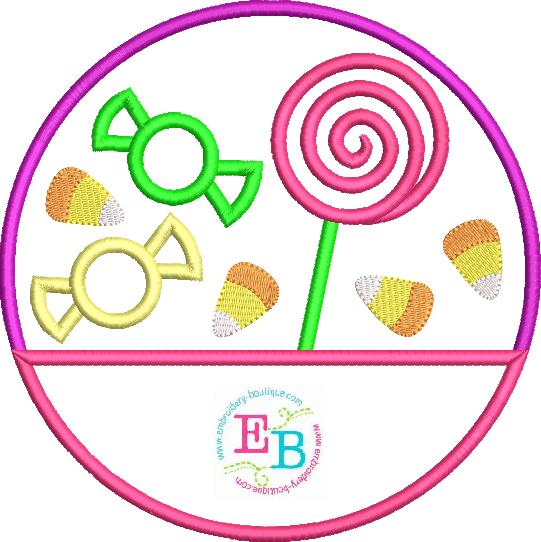 Candy Circle Split Satin Stitch Applique, Applique