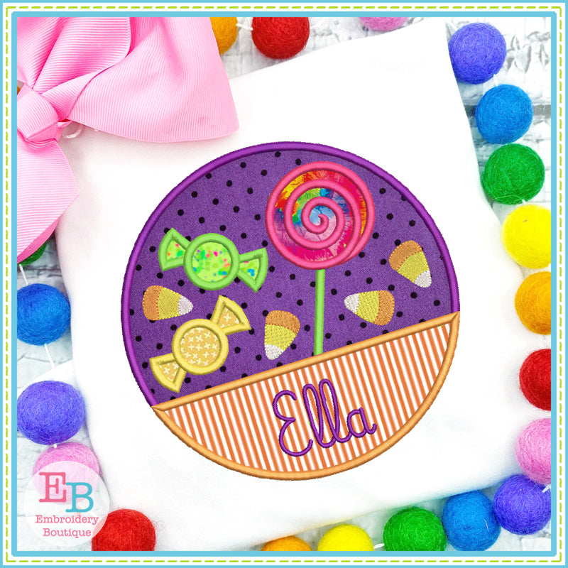 Candy Circle Split Satin Stitch Applique, Applique