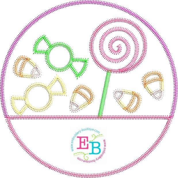 Candy Circle Split Zigzag Stitch Applique, Applique