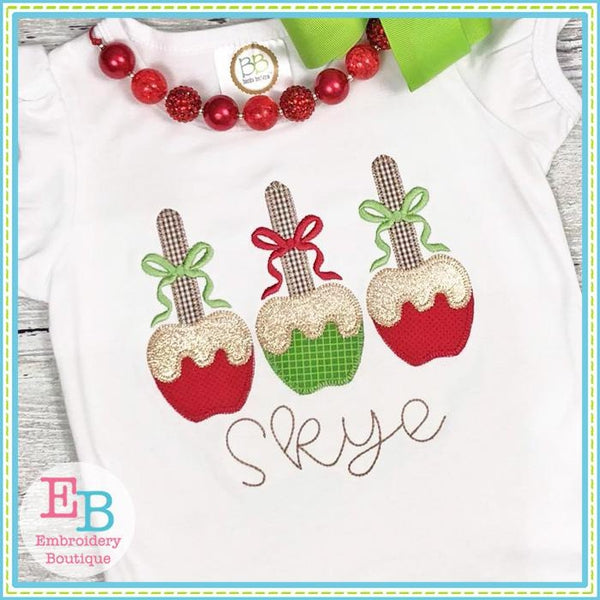 Caramel Apple Blanket Stitch Trio Applique, Applique